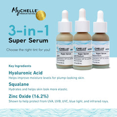 MyCHELLE Light Serum mineral SPF in a sleek bottle for protection