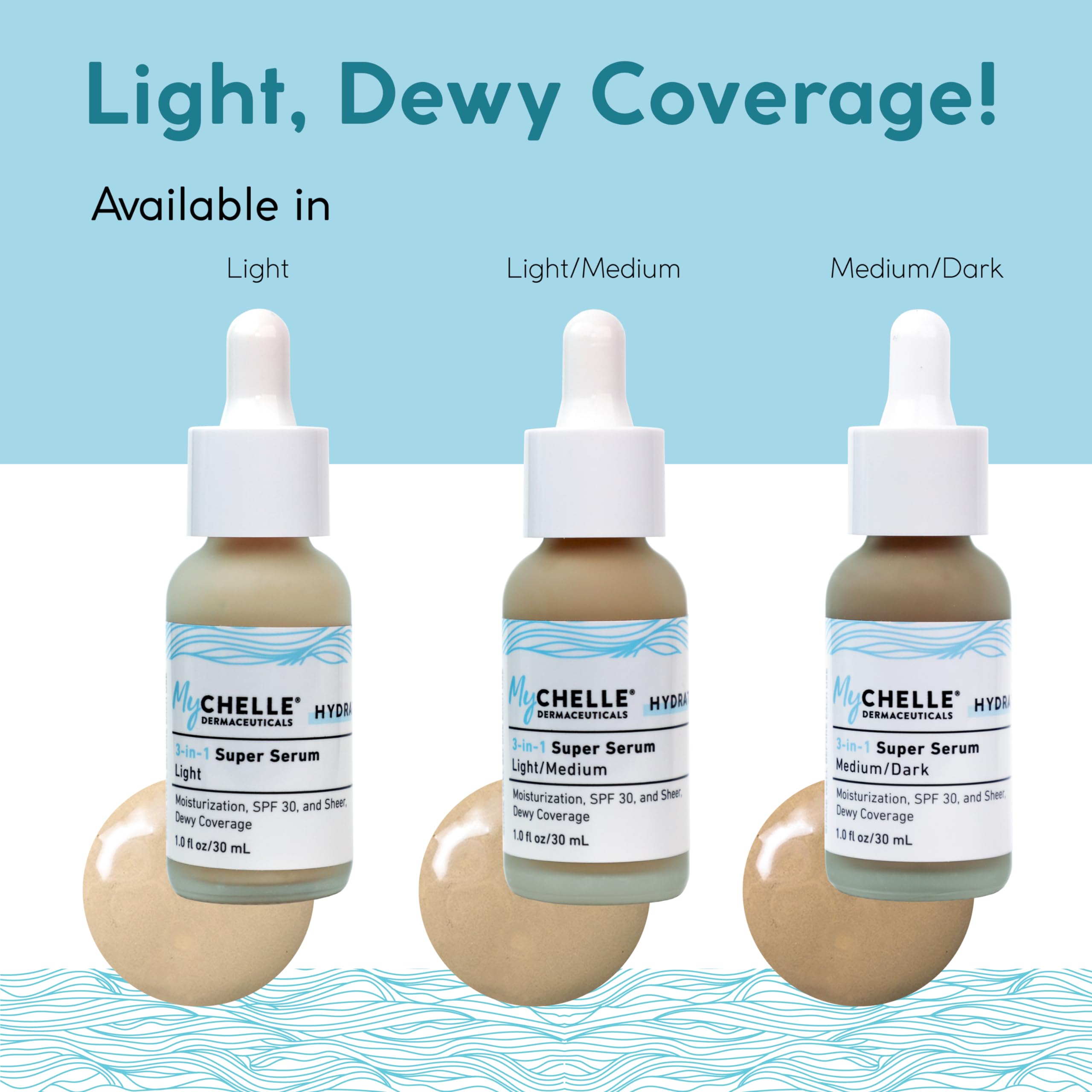MyCHELLE Light Serum tinted finish delivers hydrated, natural look