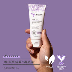 Ingredients spotlight featuring peptides and cane sugar for smoother skin.