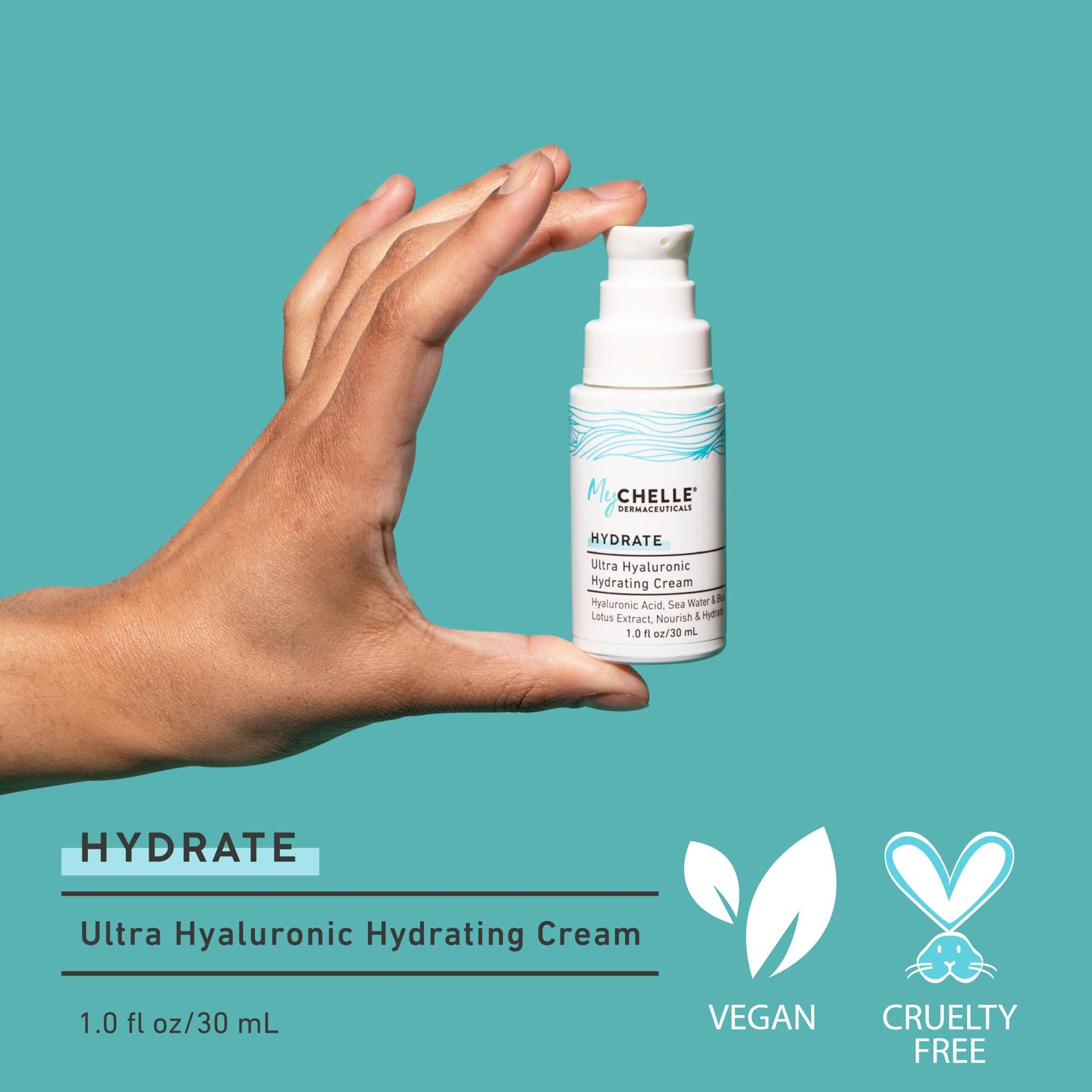 Texture swatch of MyChelle cream demonstrating creamy yet lightweight hydration