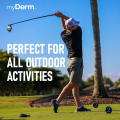 MyDerm lightweight, non-greasy formula absorbs quickly for comfort.