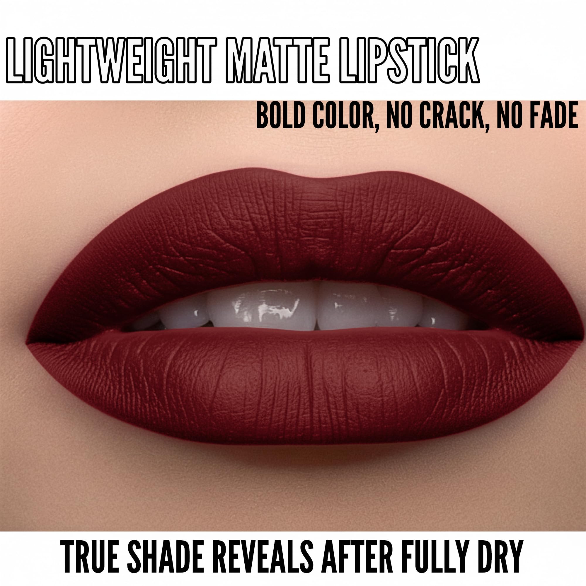 Mynena Burgundy Red lipstick swatches on lips reveal wearable depth.