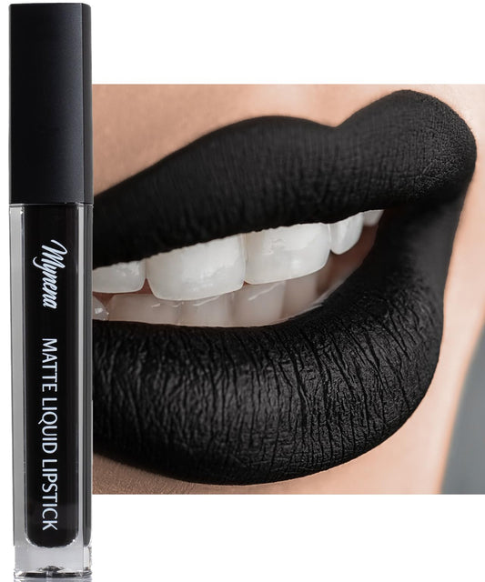 Mynena Matte Lipstick Black packaging highlights vegan branding for gifting and travel.
