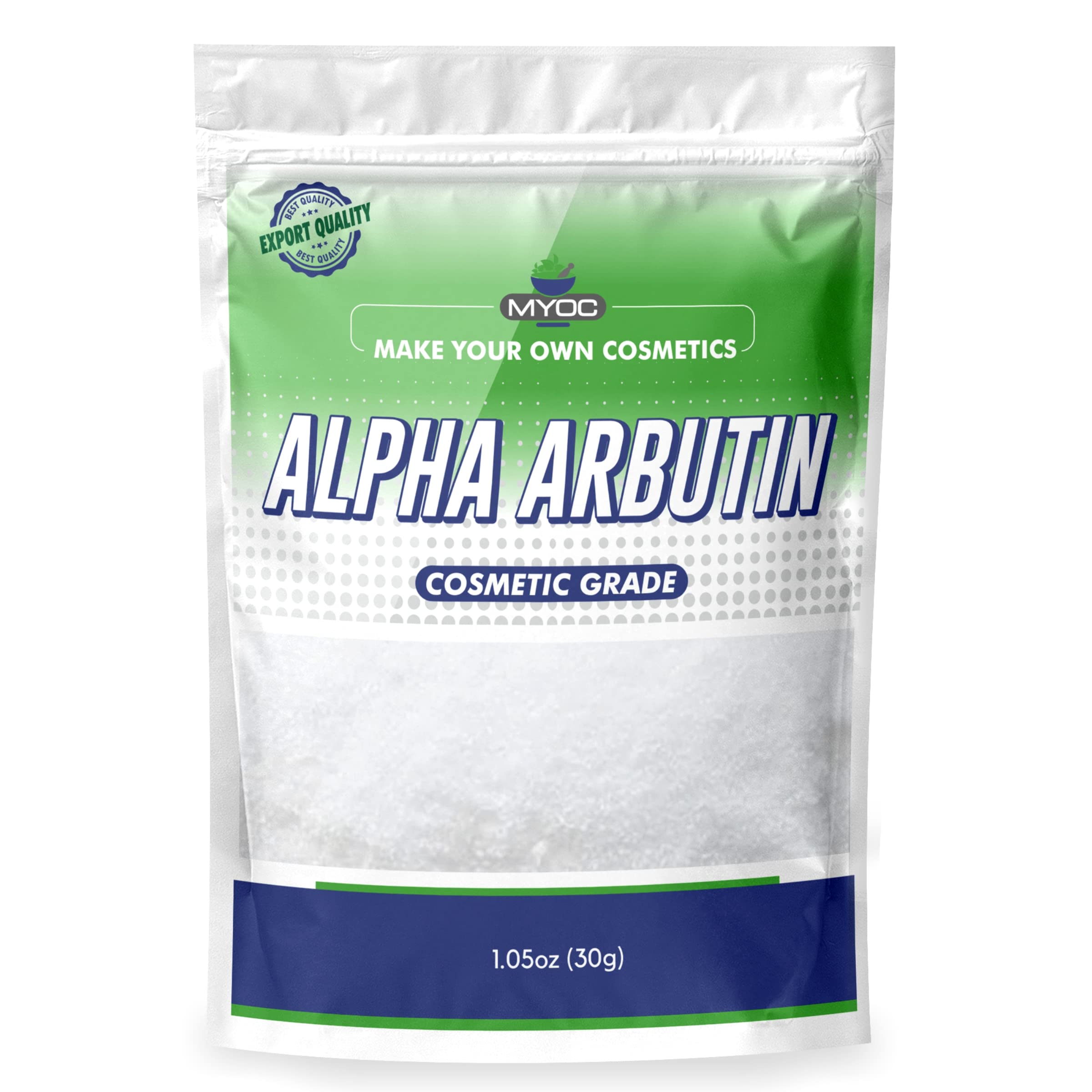 MYOC Alpha Arbutin powder 30g, pure cosmetic grade for DIY skincare formulations