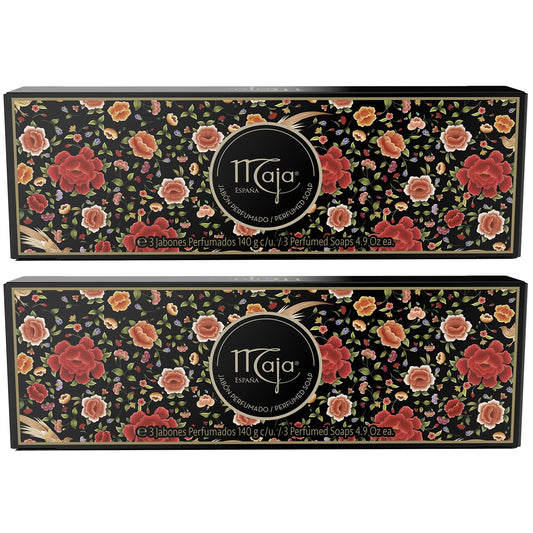 Myrurgia Maja soaps front view showing three bars for everyday cleansing.