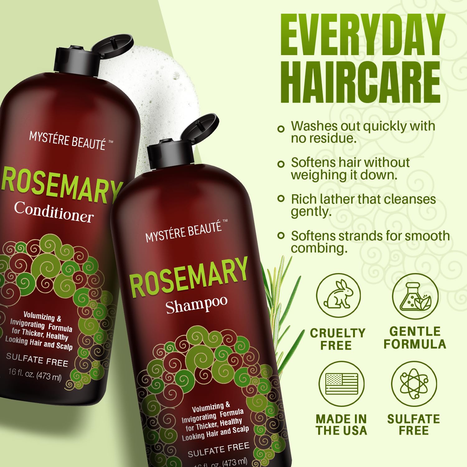 MYSTÉRE BEAUTÉ Rosemary Conditioner application smoothing hair ends
