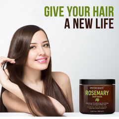 MYSTÉRE BEAUTÉ Rosemary Deep Conditioning jar application smooths damaged hair