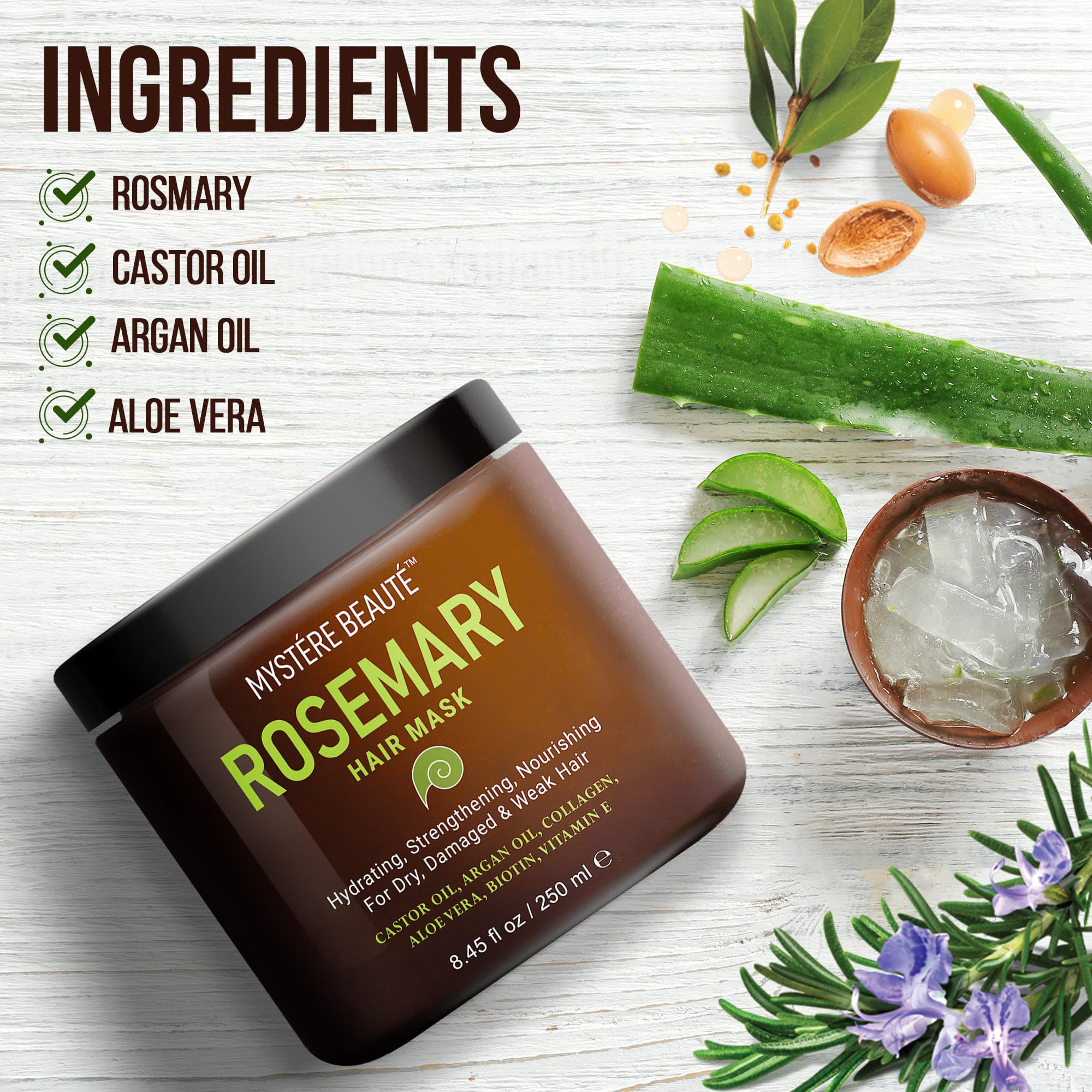 MYSTÉRE BEAUTÉ Rosemary leaves visual showcases rosemary for scalp care