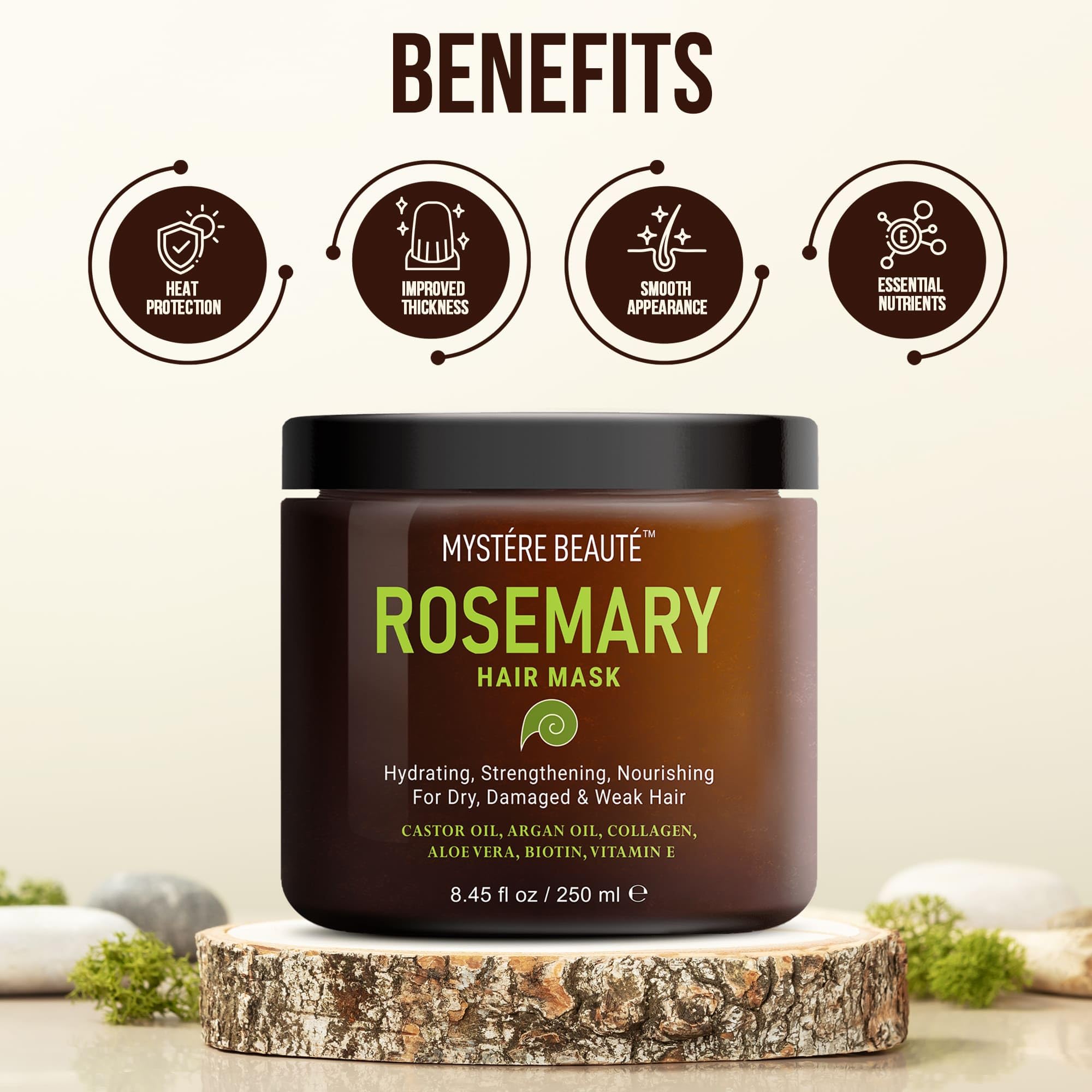 MYSTÉRE BEAUTÉ Rosemary Deep Conditioning packaging box signals premium hair care