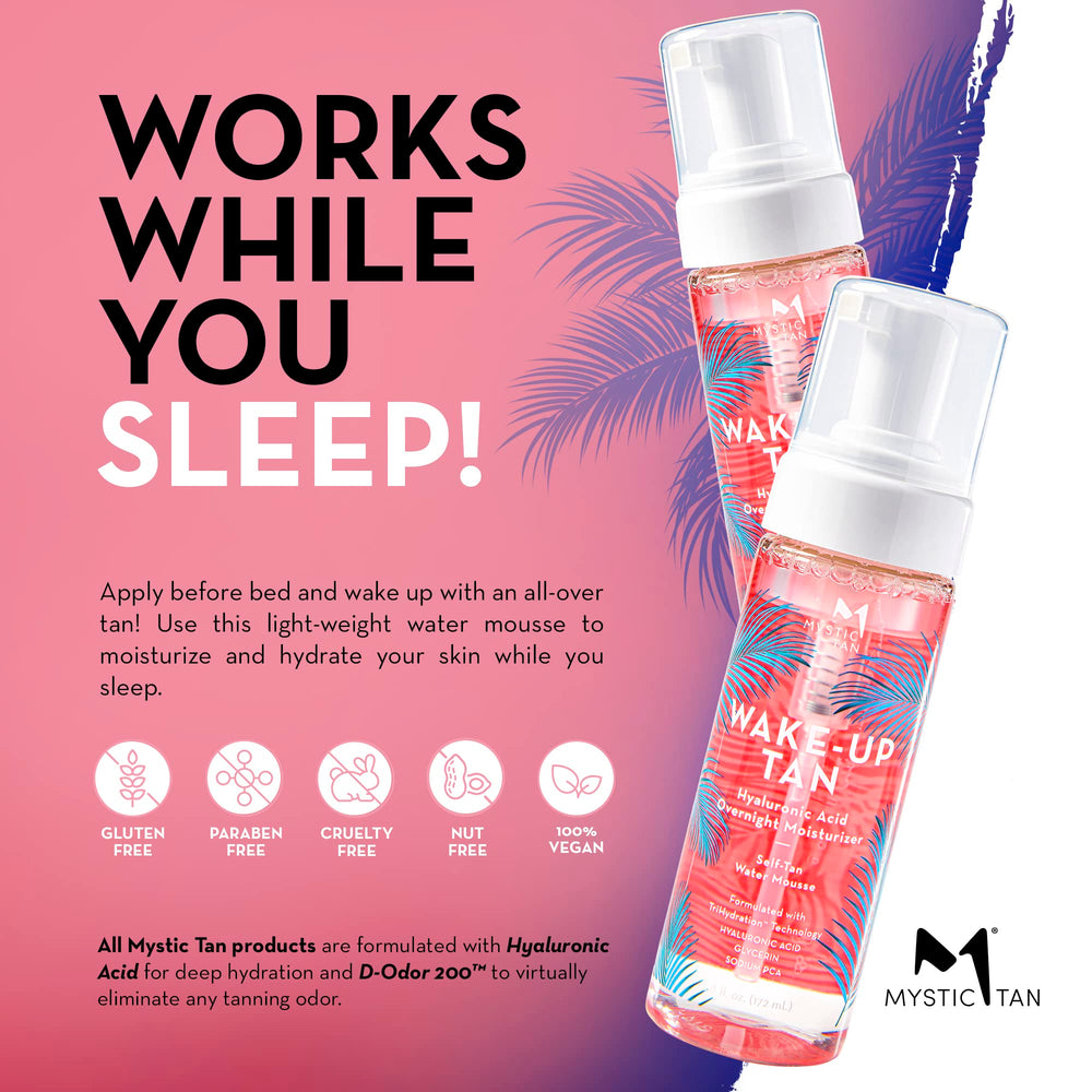 Mystic Tan Wake-Up Tan with odor-ban 200 reduces tanning odor during use.