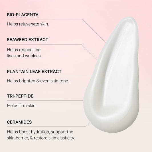 MZ SKIN Plant Stem Cells Serum glow close-up showing texture improvement.