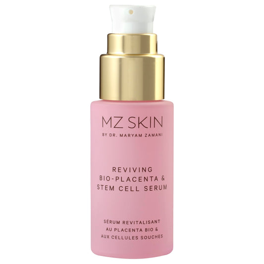MZ SKIN Reviving Bio-Placenta Serum bottle for nightly renewal and hydration.