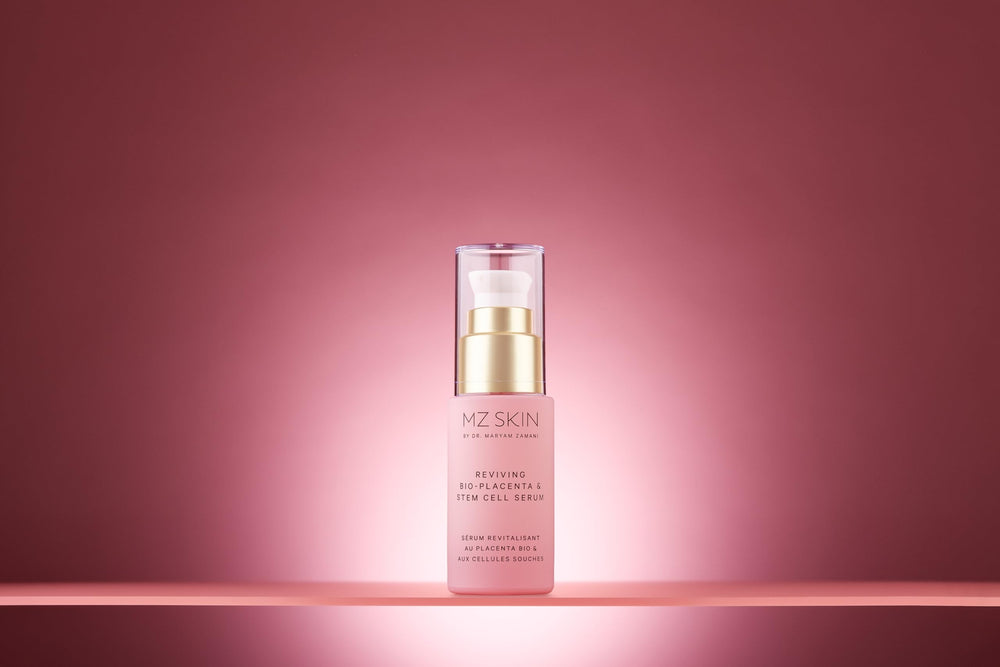 MZ SKIN Reviving Bio-Placenta Serum on skin demonstrates quick absorption.