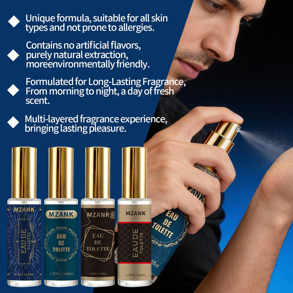 MZANK 4 Pack Cologne for Men gift box, a perfect holiday stocking stuffer.