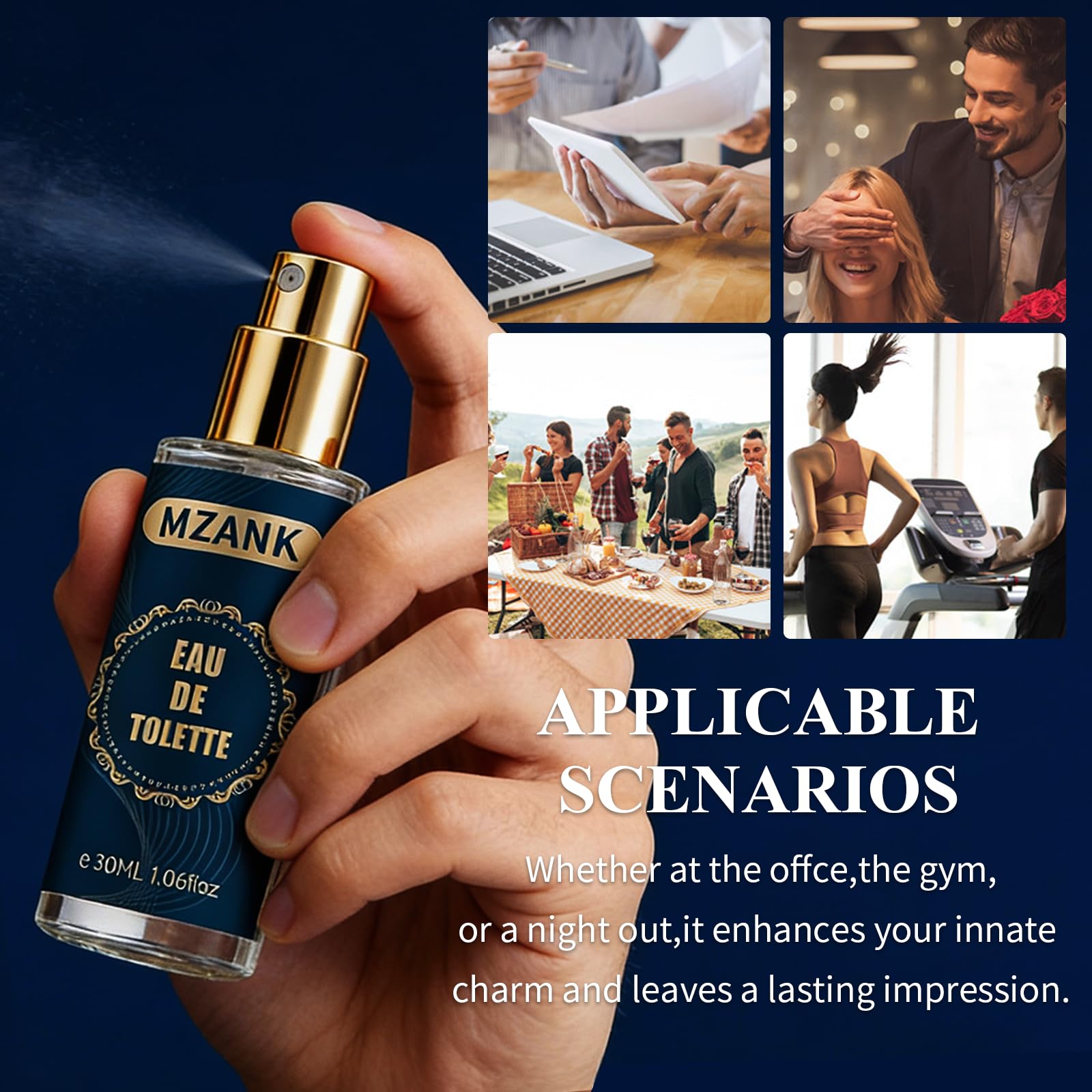 MZANK 4 Pack Cologne for Men note card inside, guides scent exploration.