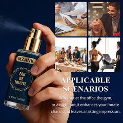 MZANK 4 Pack Cologne for Men note card inside, guides scent exploration.