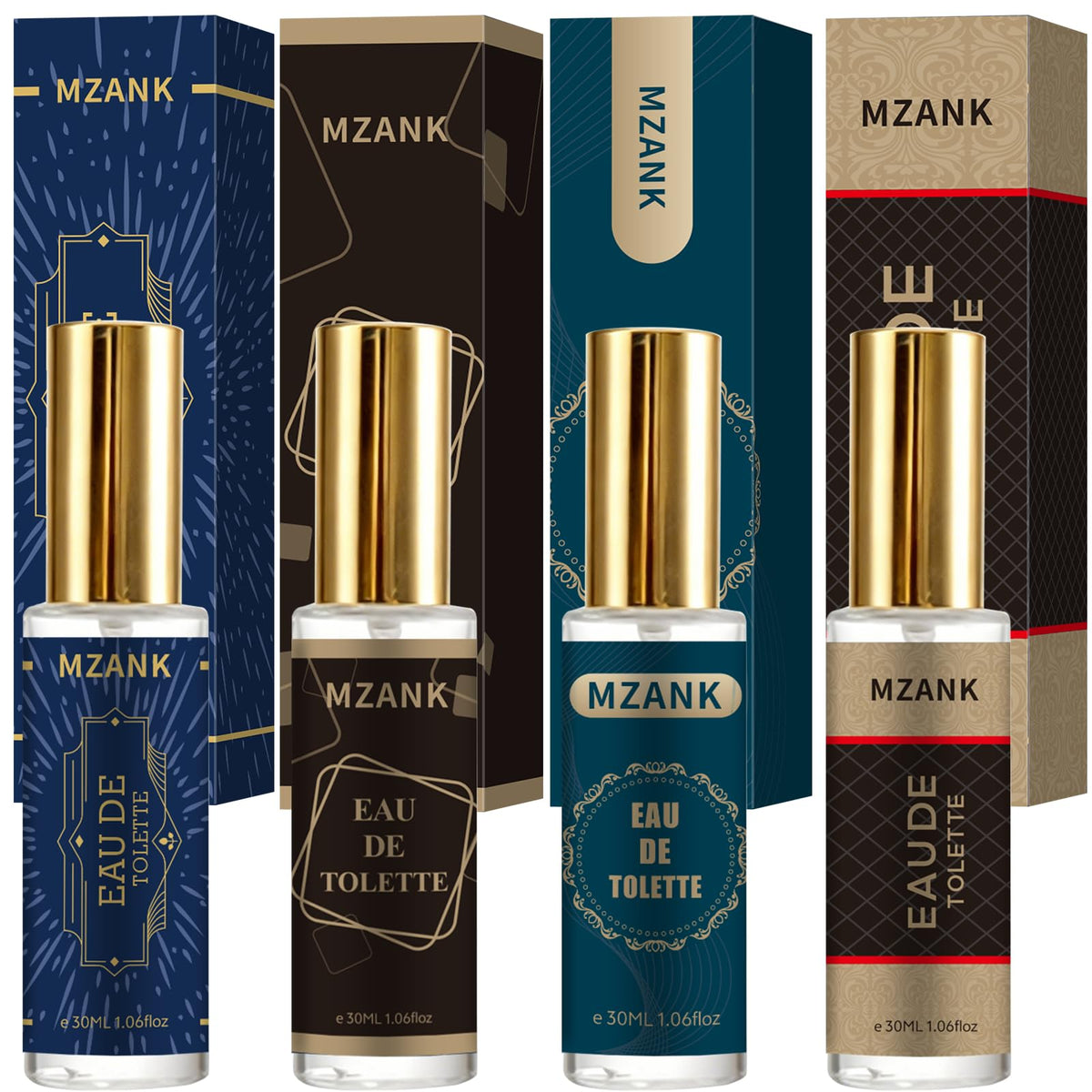 MZANK 4 Pack Cologne for Men packshot, gift-ready presentation.