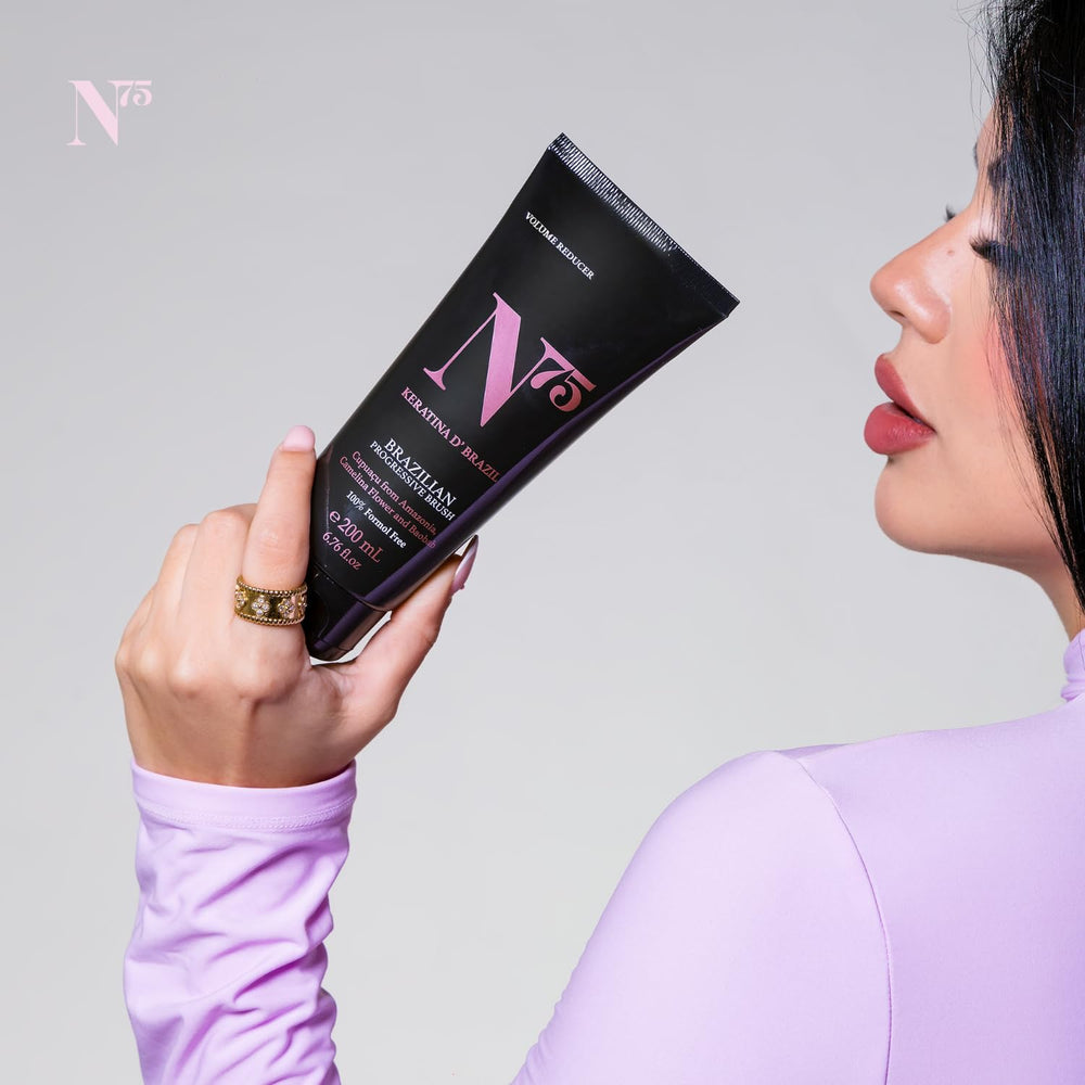 N75 Keratin straightening process on hair yields sleek, manageable strands