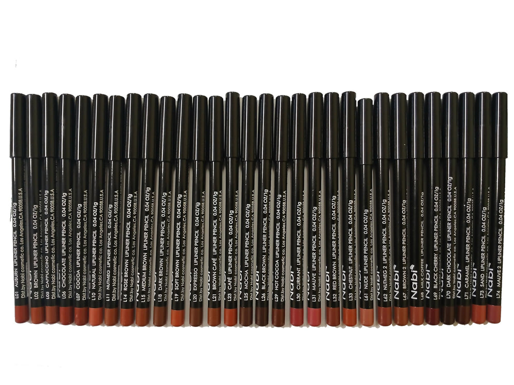 Nabi 30-piece lip liner set in a compact case, for precise lip definition and long-lasting color