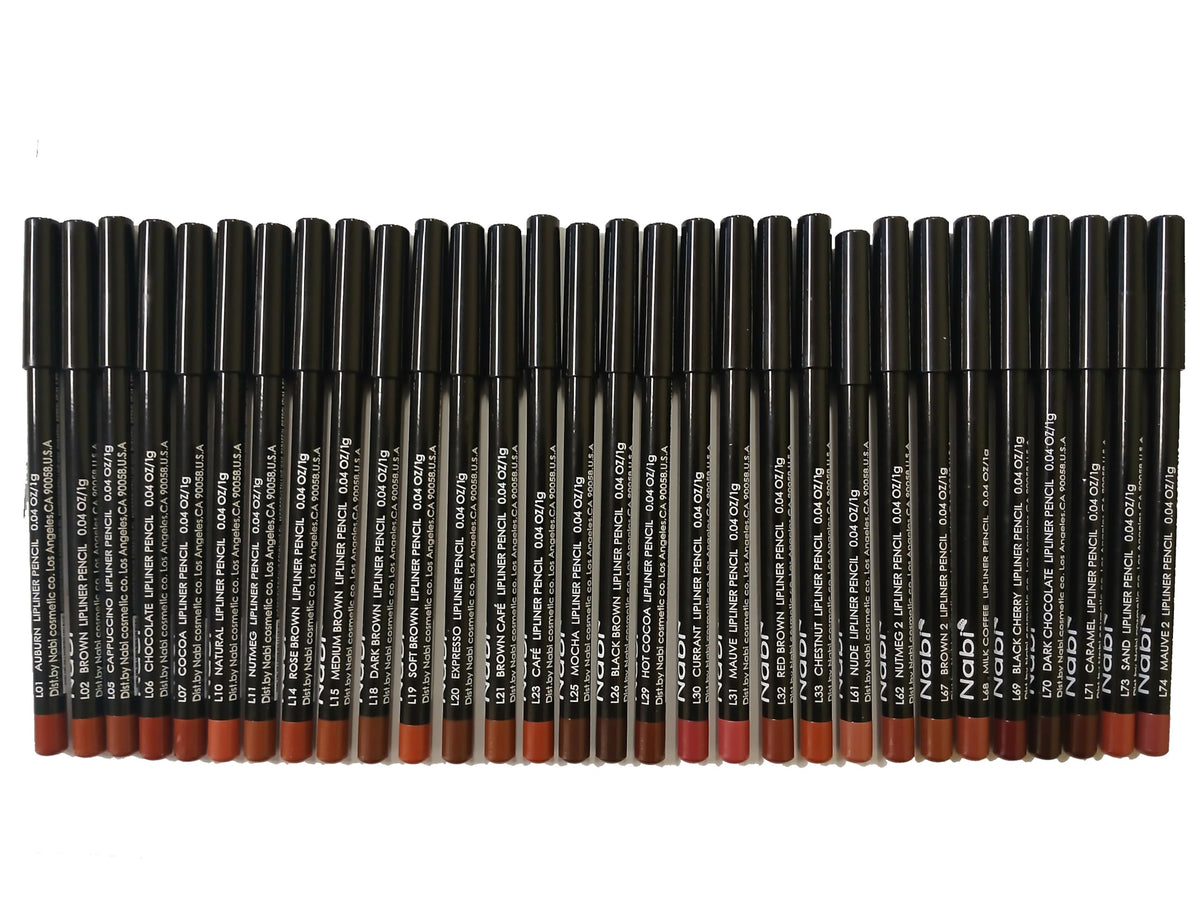 Nabi 30-piece lip liner set in a compact case, for precise lip definition and long-lasting color