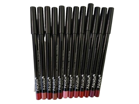 Nabi lip liner 12-shades collection case showing versatile pencils for defined lips