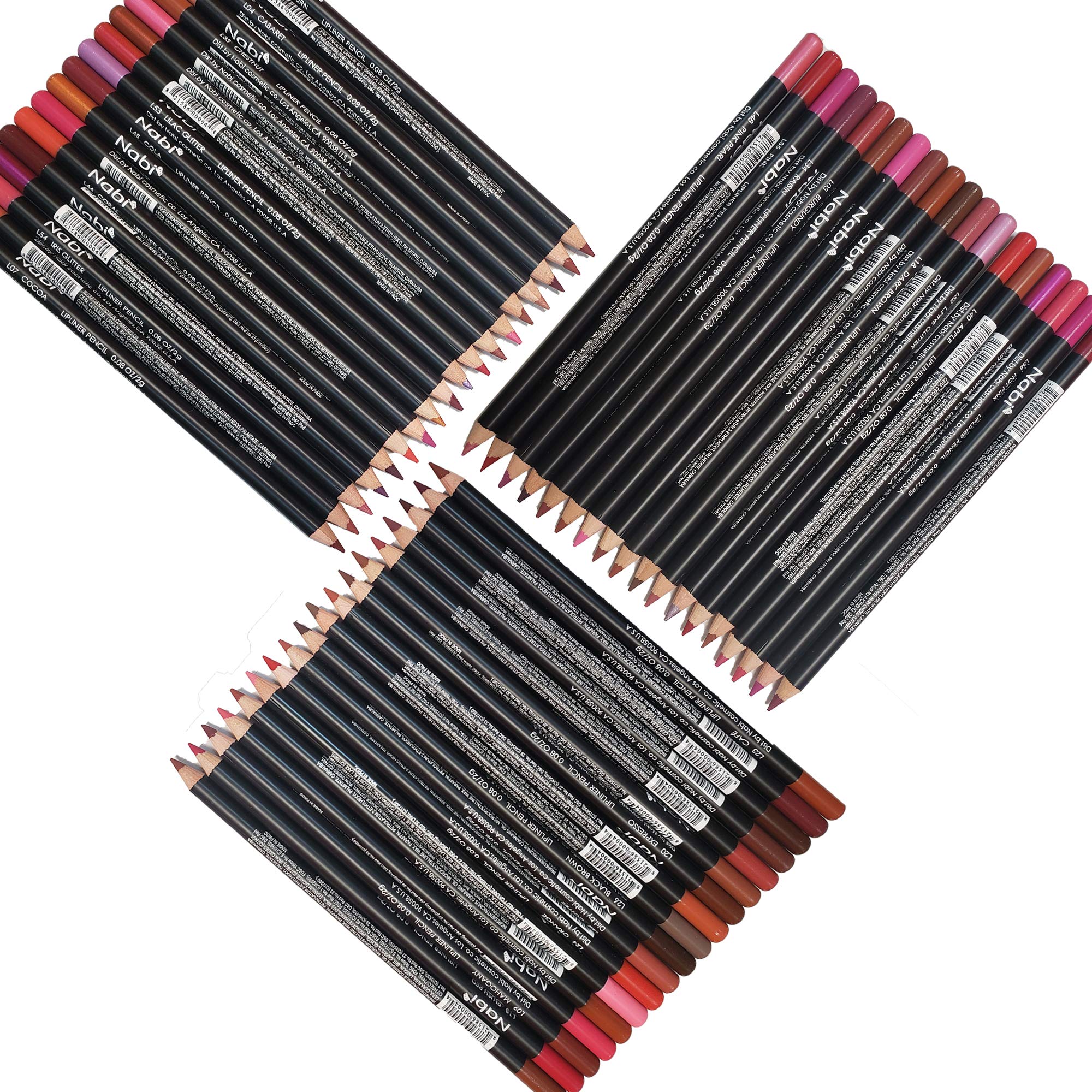 Nabi lip liner 54pcs color spectrum close-up highlights natural to bold shades.
