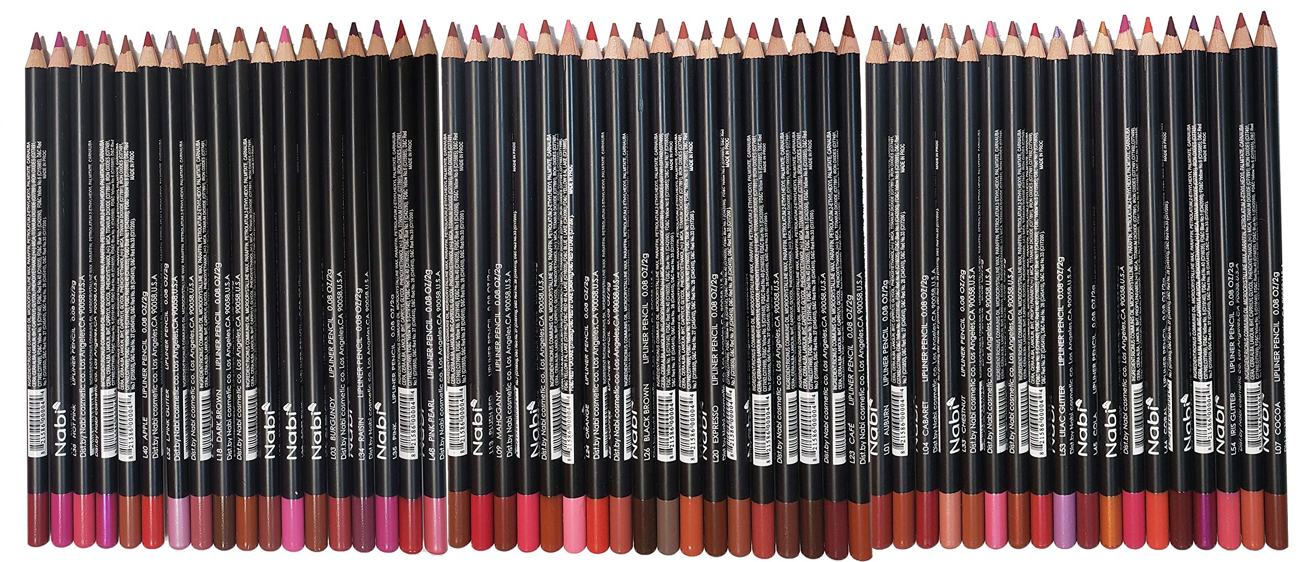 Nabi lip liner 54pcs palette showing a vibrant color range for versatile looks.