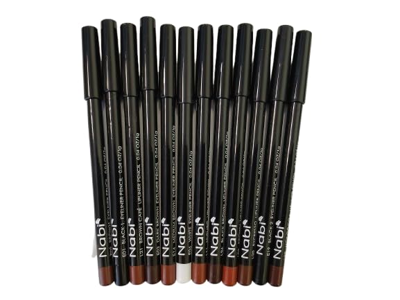 Nabi lip liner set with 12 shades in a compact case for defined, long-lasting lips