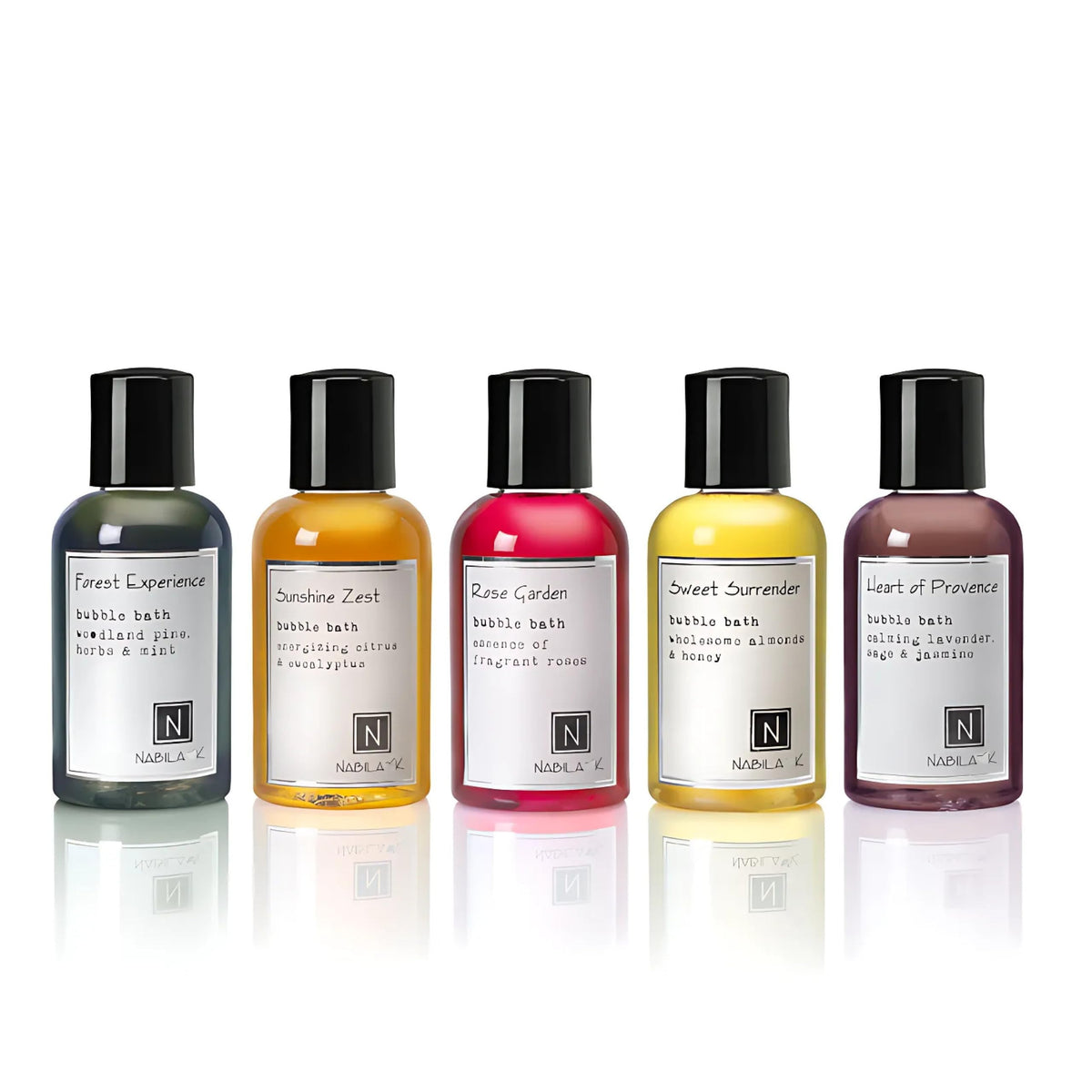 Nabila K Forest Experience bubble bath bottle for a calming soak.