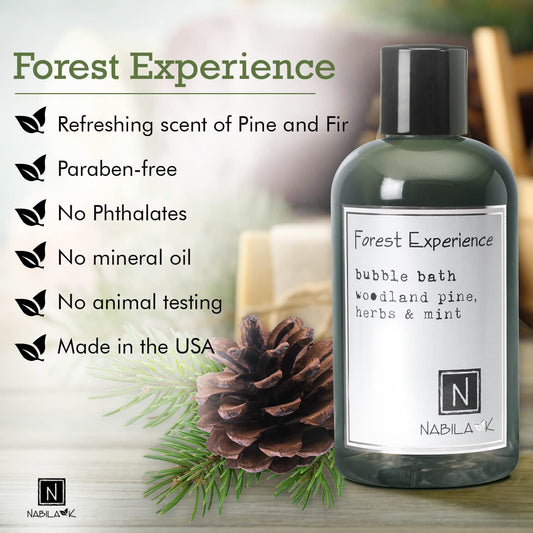 Nabila K Forest Experience Bubble Bath herbs mint foam for a refreshing bath.