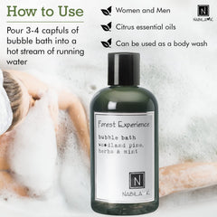 Nabila K Forest Experience Bubble Bath natural ingredients gentle on sensitive skin.