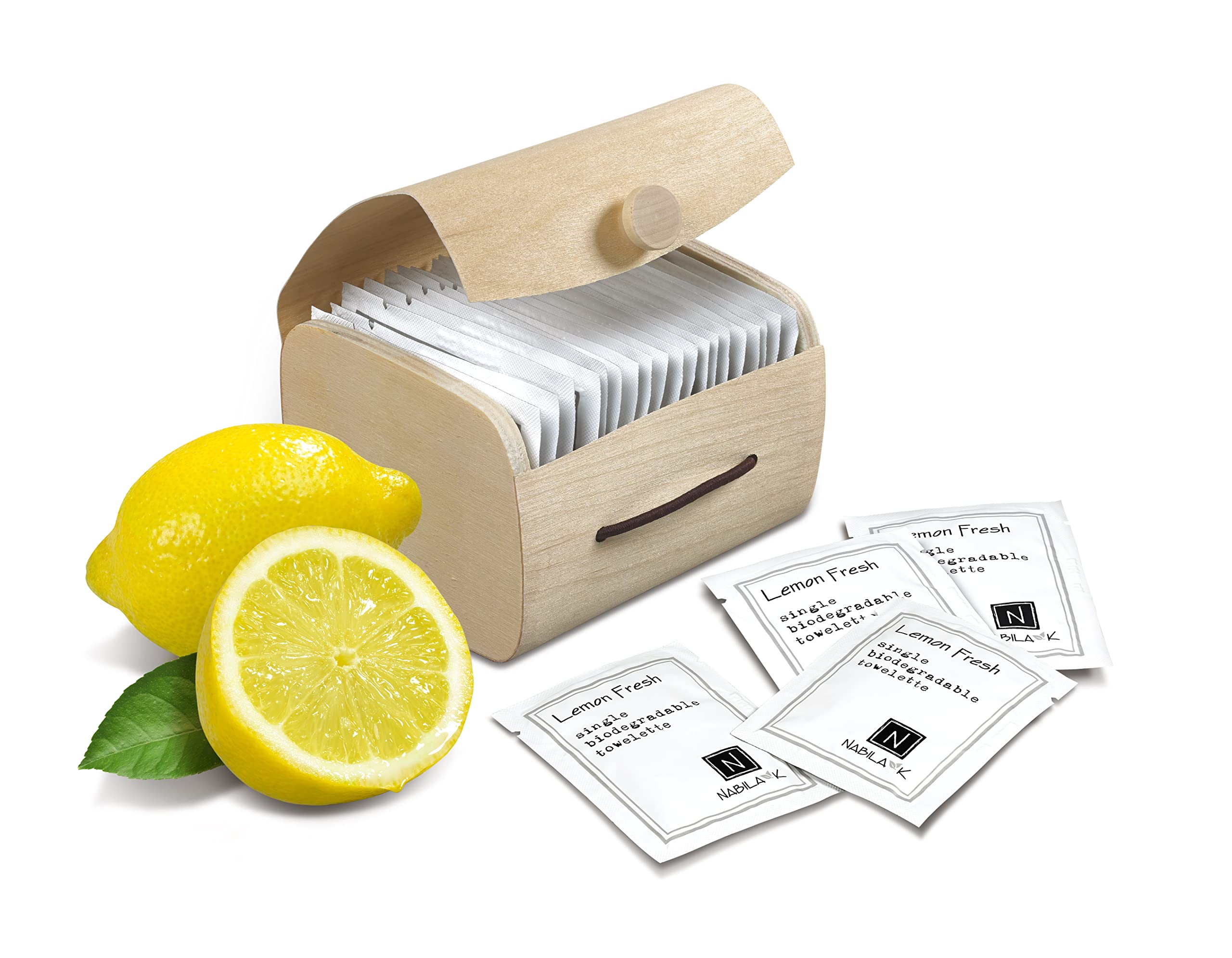 Nabila K lemon fresh towelette pack for easy cleansing on the go