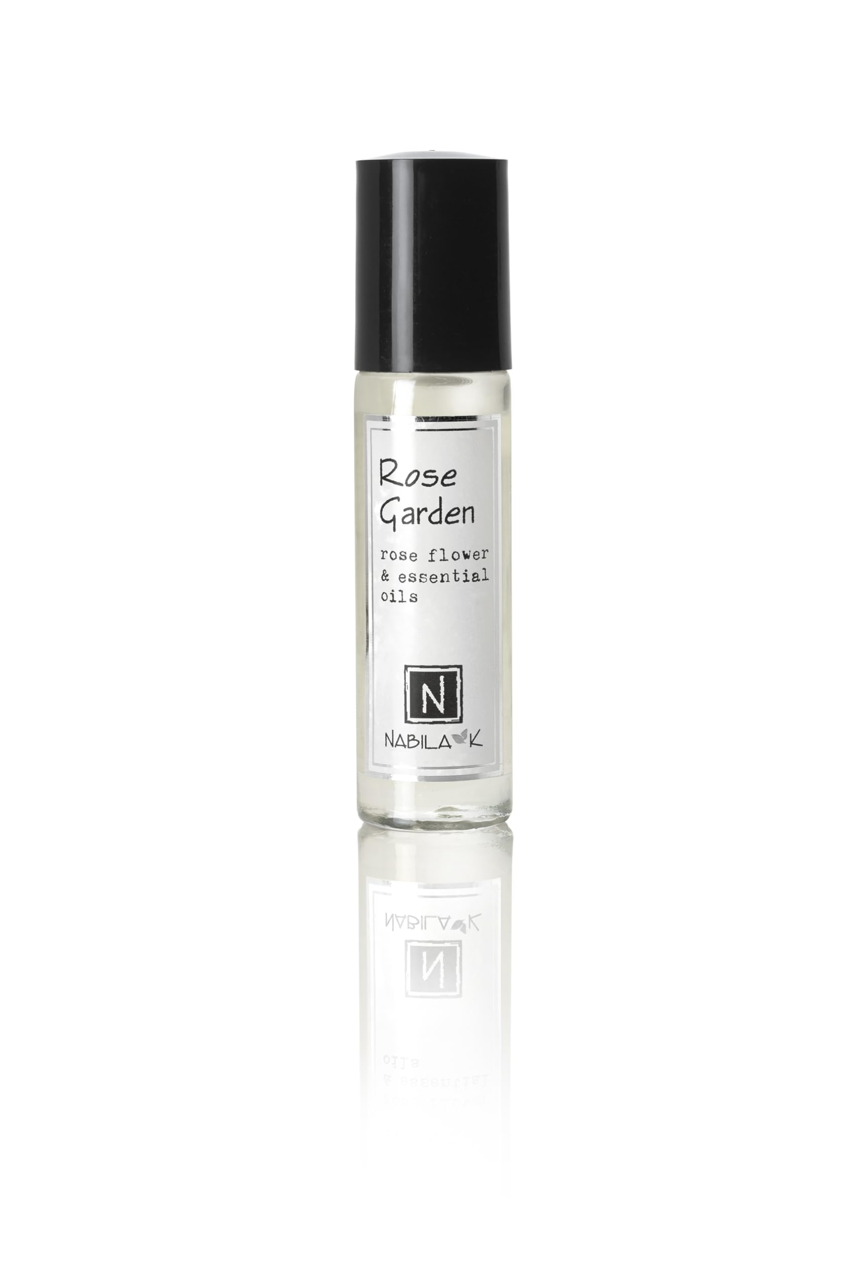 Nabila K Rose Garden roll-on bottle close-up showing premium rose oil for daily freshness