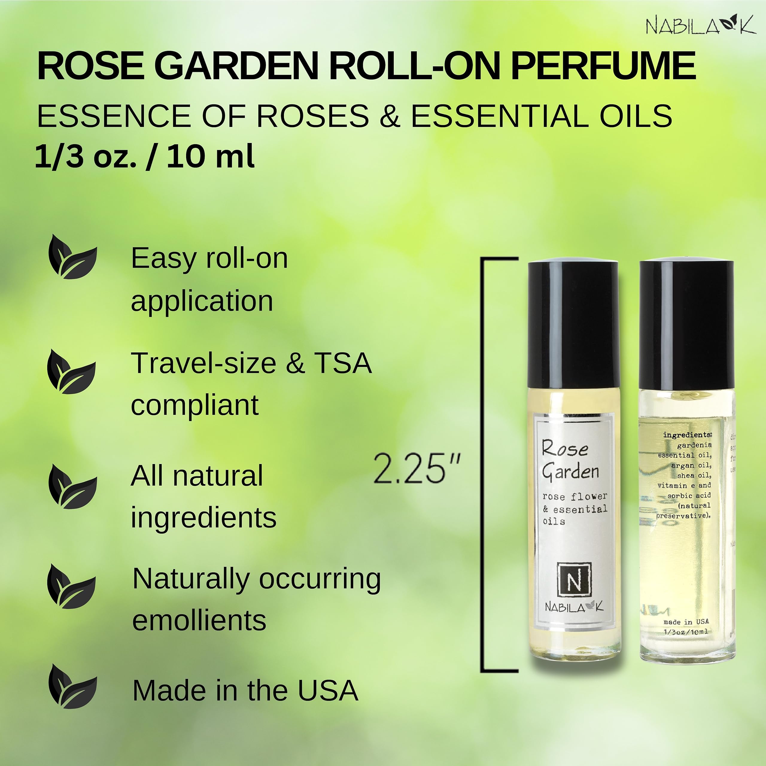 Nabila K Rose Garden ingredients highlight rose oil and nourishing oils