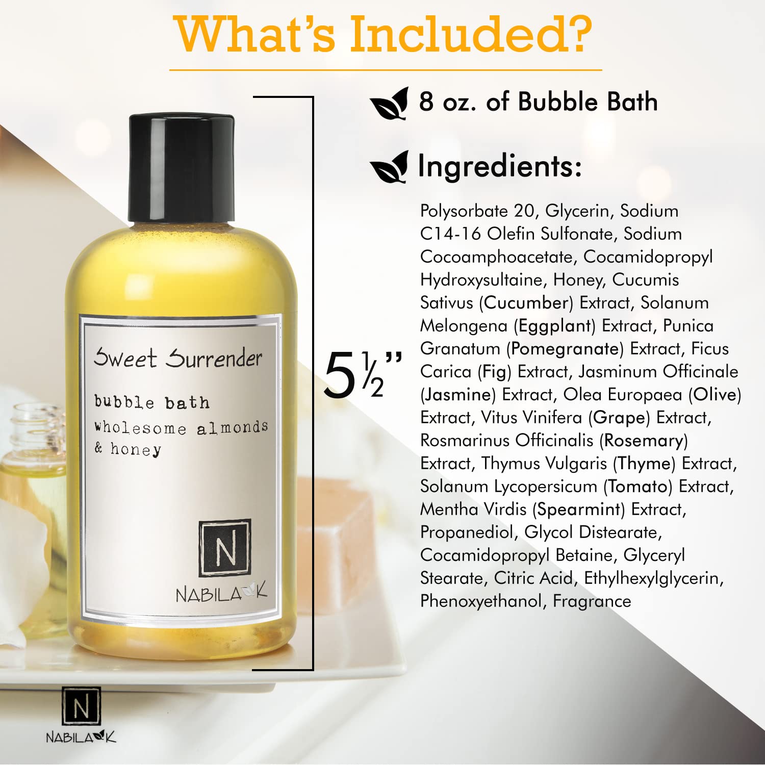 Nabila K Sweet Surrender 8 oz bottle ready for gifting or personal pampering