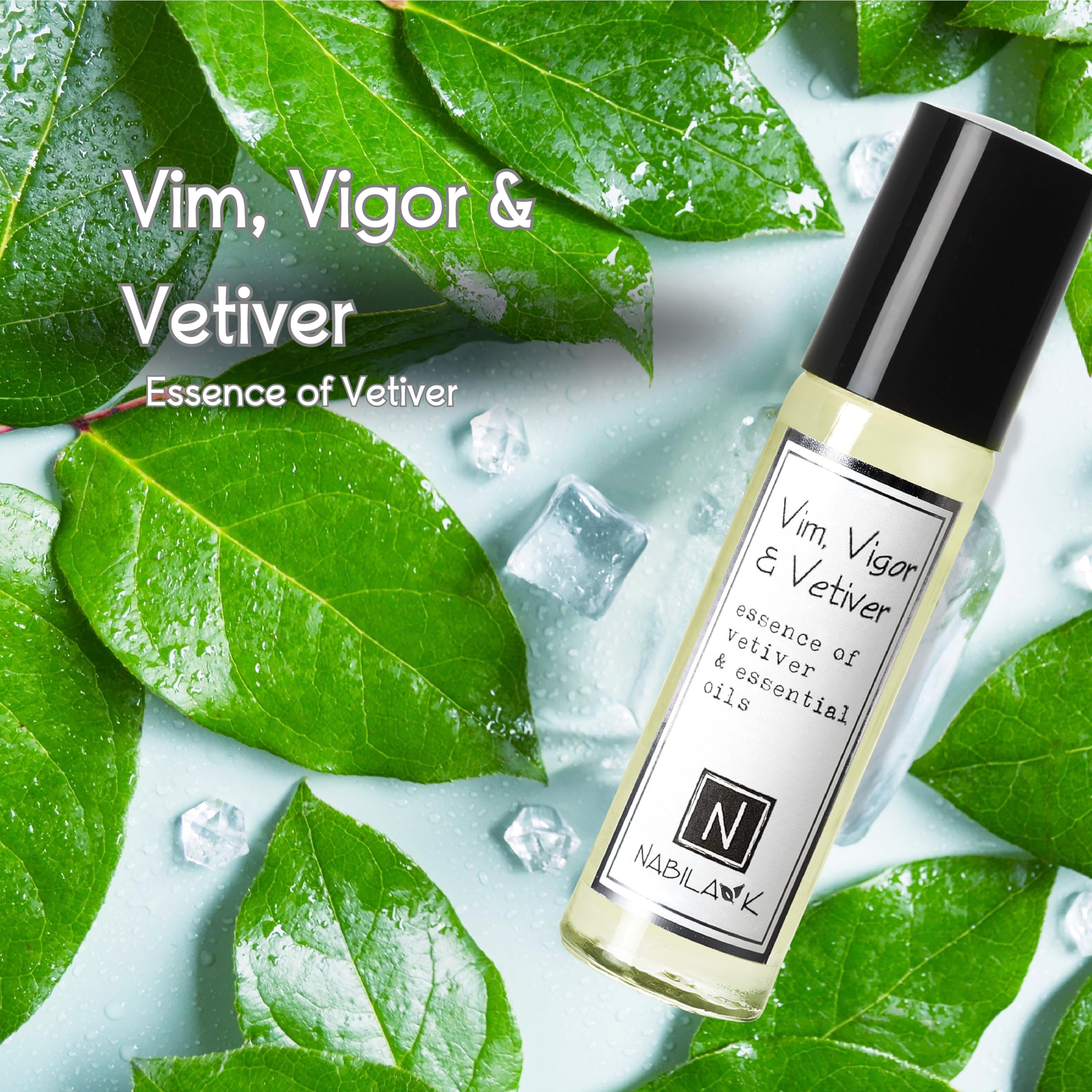 Nabila K Vim roll-on applied to pulse points for subtle, lasting scent.