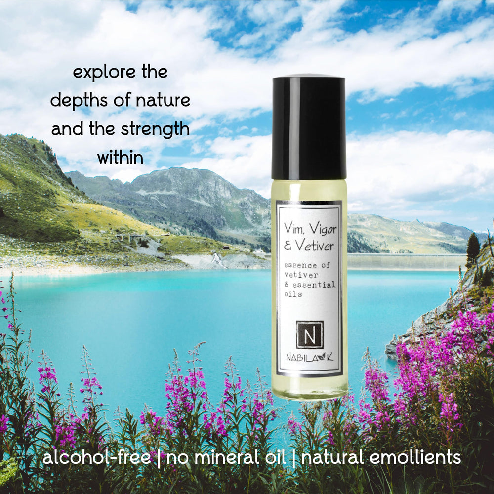 Nabila K Vim roll-on travel-size bottle for on-the-go fragrance.