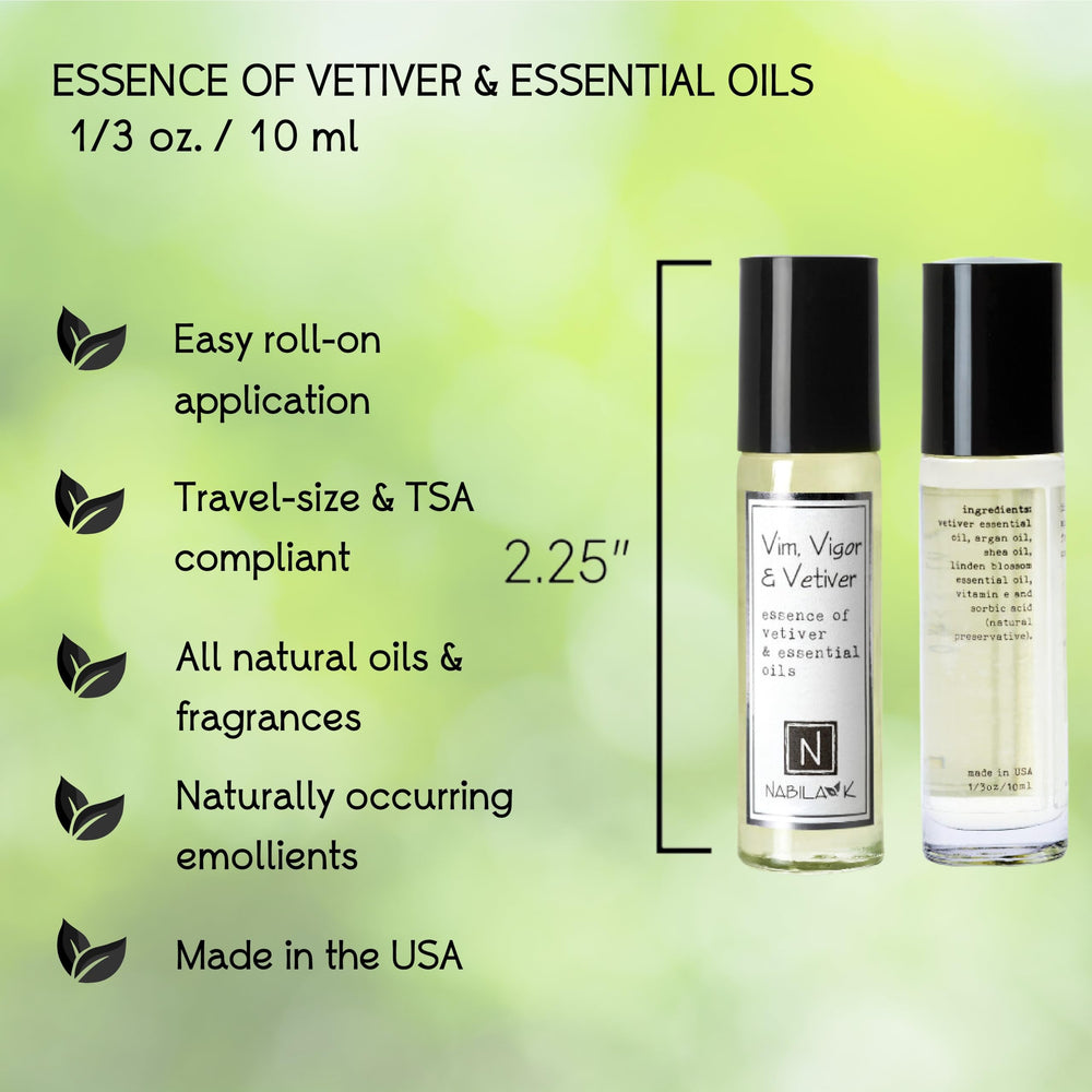 Nabila K Vim roll-on with vitamin E for nourishment and fragrance.