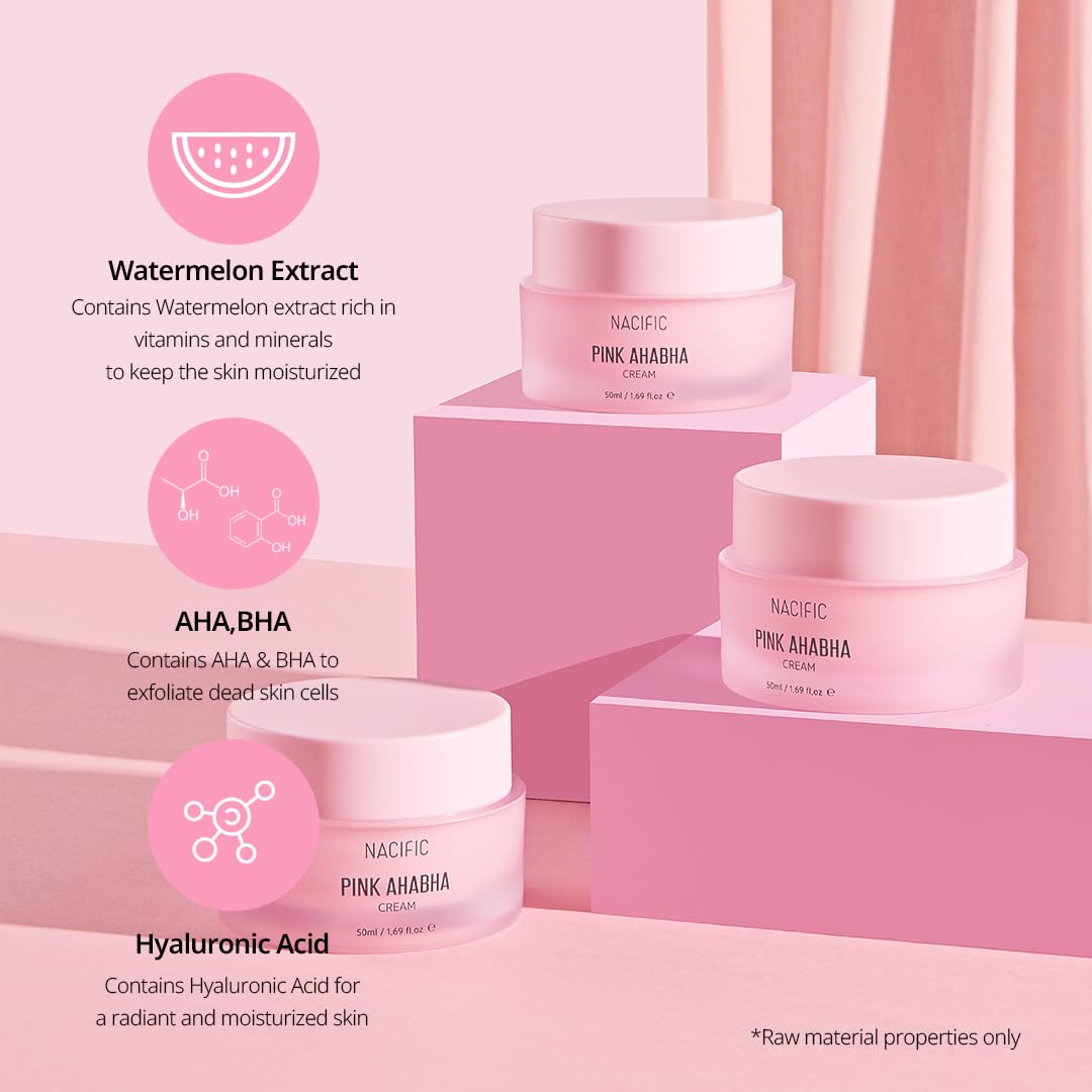 NACIFIC Pink AhaBha cream cross-section showing glossy finish.
