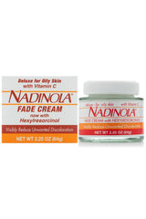 Nadinola Fade Cream jar close-up showing moisturizing formula for oily skin.