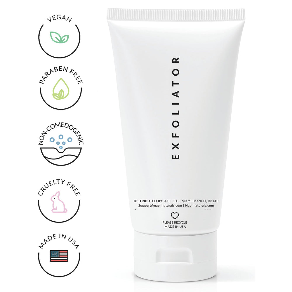 NAELI exfoliating wash packaging box on shelf representing clean beauty