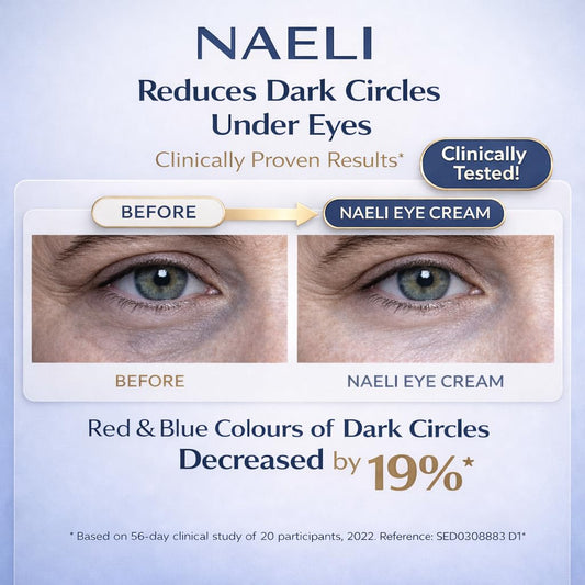 NAELI cream swirl close-up showing rich hydration for under-eye skin.