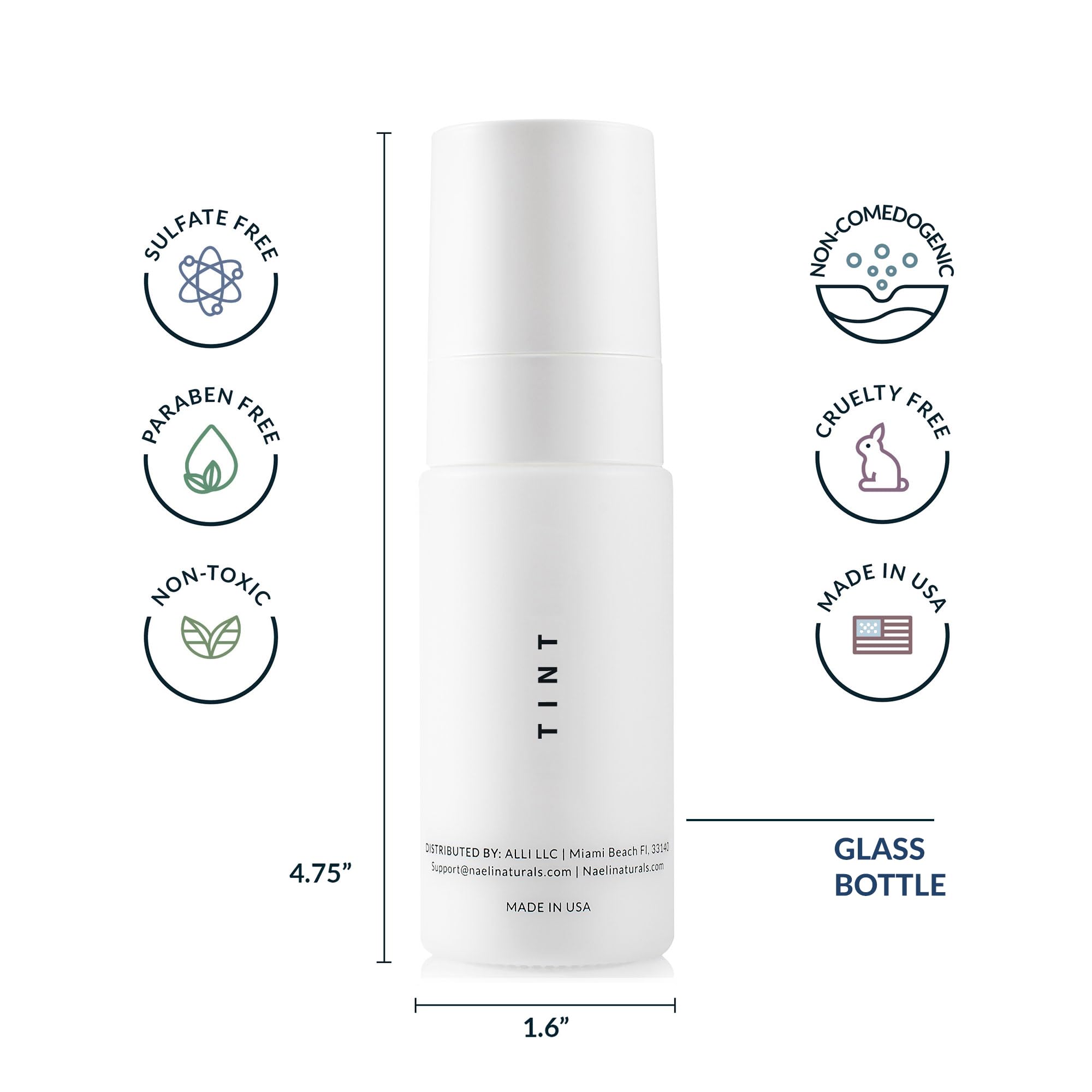 NAELI peptides and ceramides support skin moisture and barrier resilience.