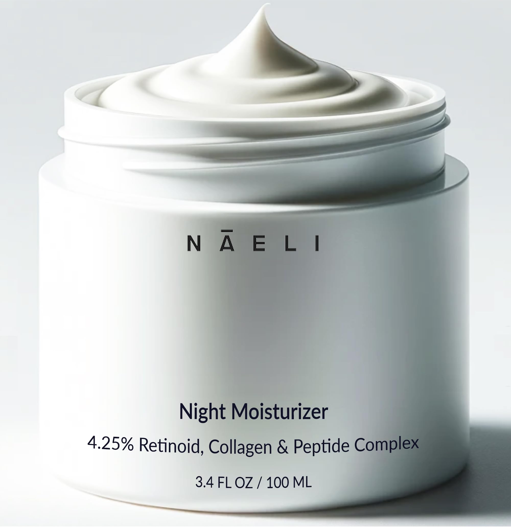 NAELI Retinoid Night Cream bottle close-up highlighting premium anti-aging formula