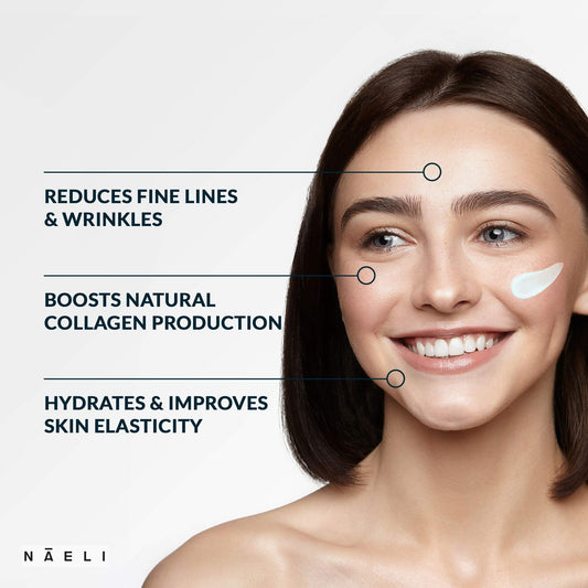 NAELI Retinoid Cream neck application showing firmer, more even texture overnight