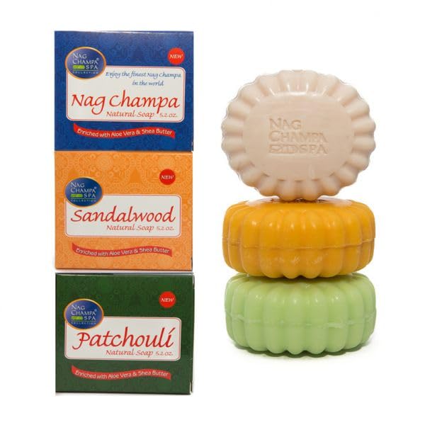 Nag Champa Spa Collection gift set with six bars showing variety for a luxurious bath ritual