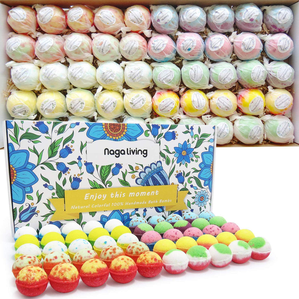 Nagaliving Bath Bomb Fresh Dynasty mint aroma for a refreshing soak and vibrant fizz.
