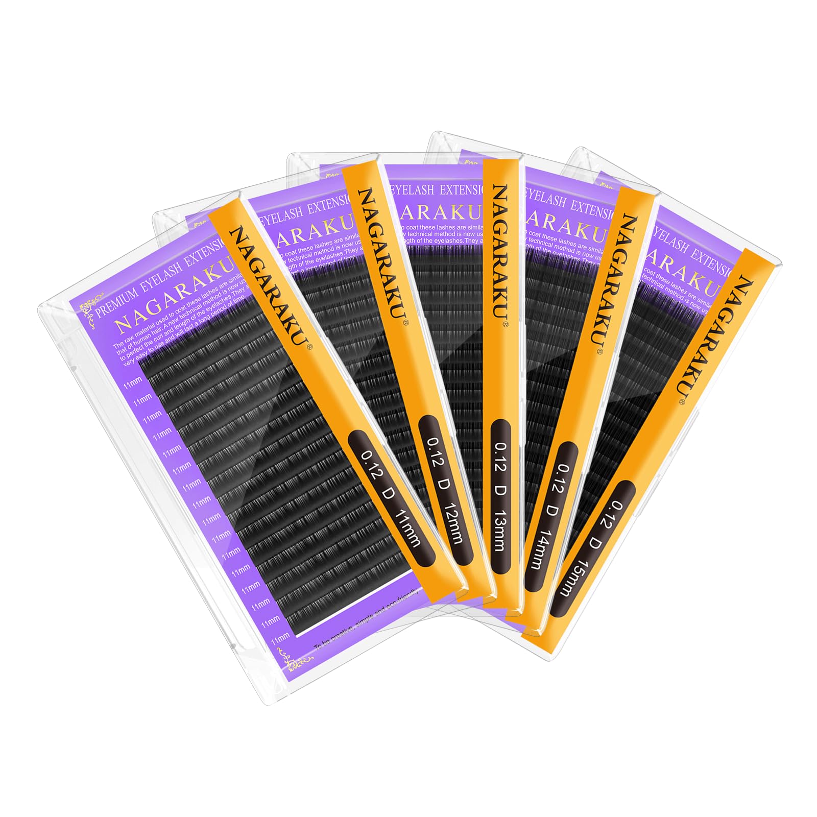 NAGARAKU 5-trays pack close-up for professional eyelash application.