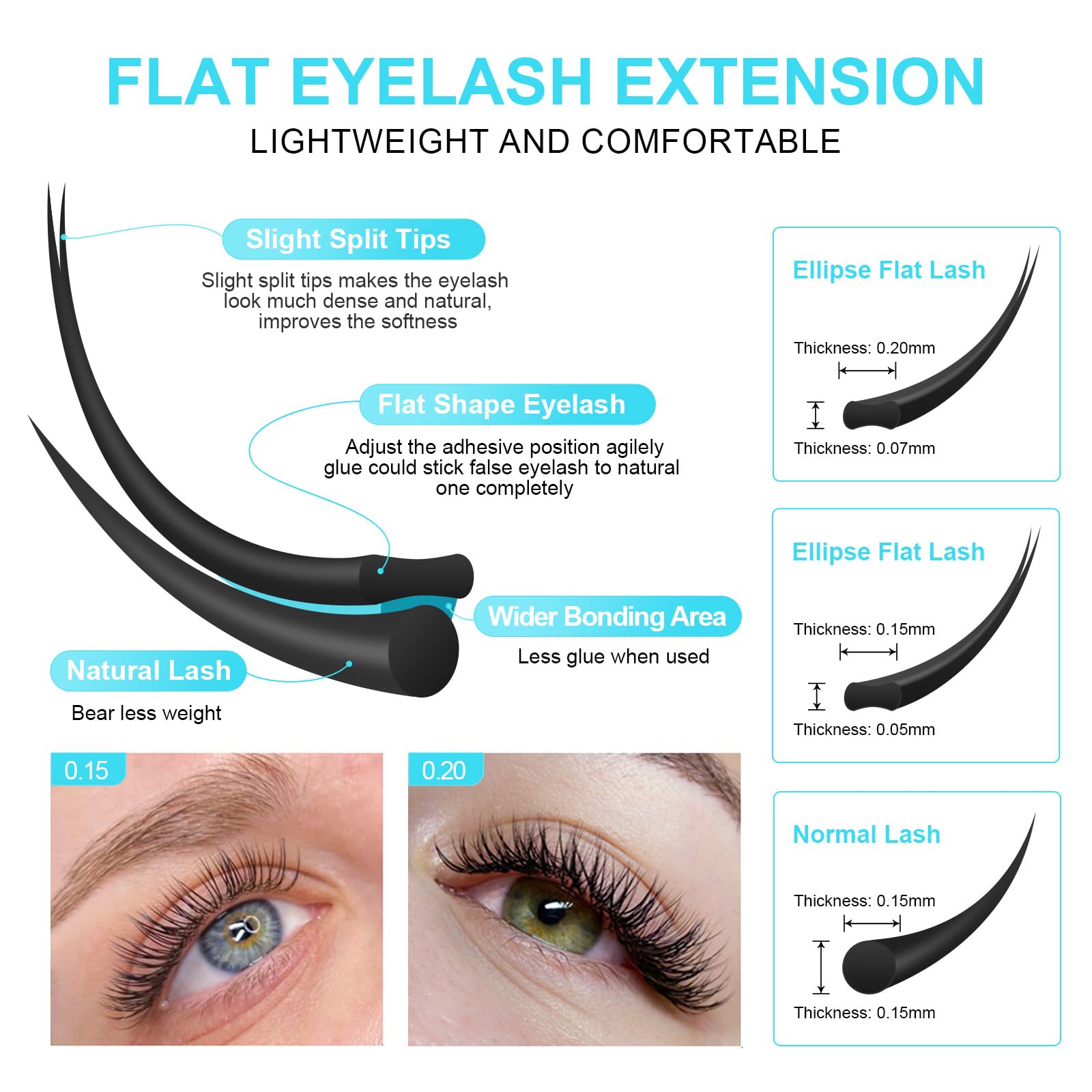 NAGARAKU double tips ellipse lashes, closeup showing dense yet lightweight appearance.