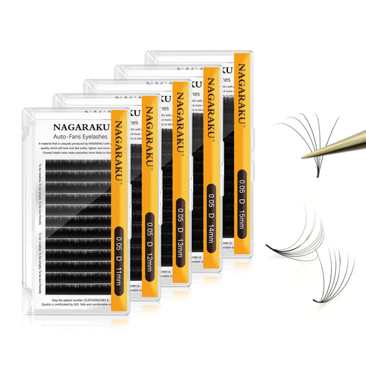 NAGARAKU easy fan lashes in 11mm with 0.05 D curl for rapid application